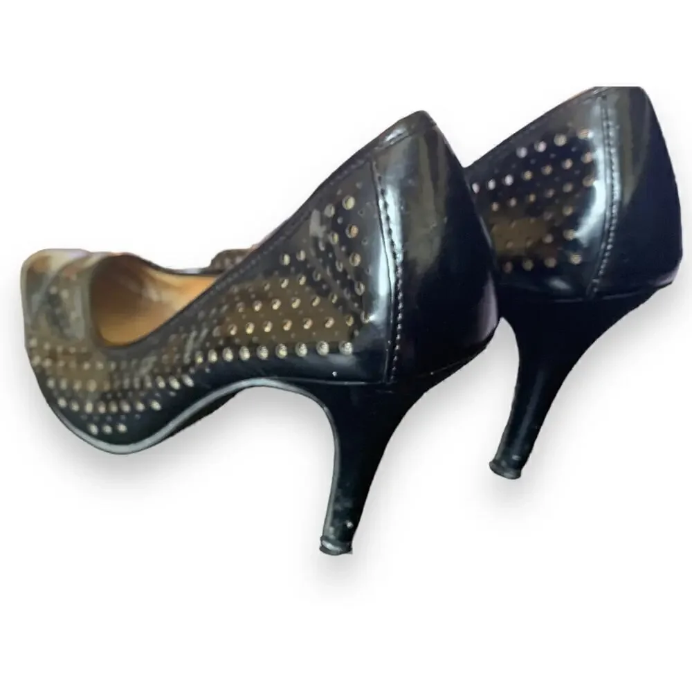 Christian Siriano Women's Size 7 Heels Black Patent Polka Dot Pumps Dress Shoes
